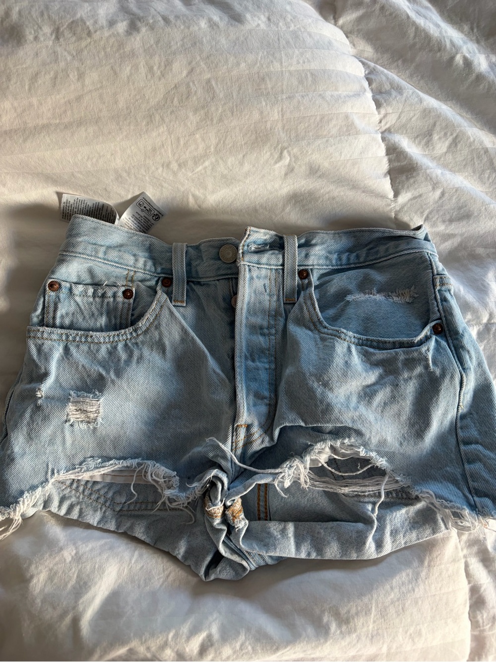 Levi's Light Blue Distressed Denim Cutoff Shorts